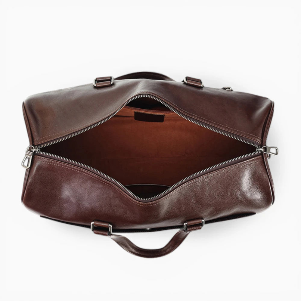 Sac de voyage en cuir pour homme modèle Tour Eiffel par Élégance Cuir, intérieur 