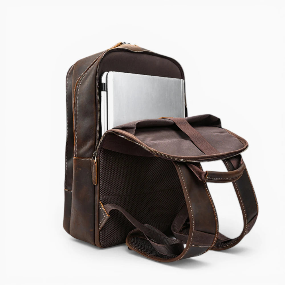 Sac à dos business structuré en cuir pour homme, modèle L'Empreinte d'Élégance Cuir, intérieur