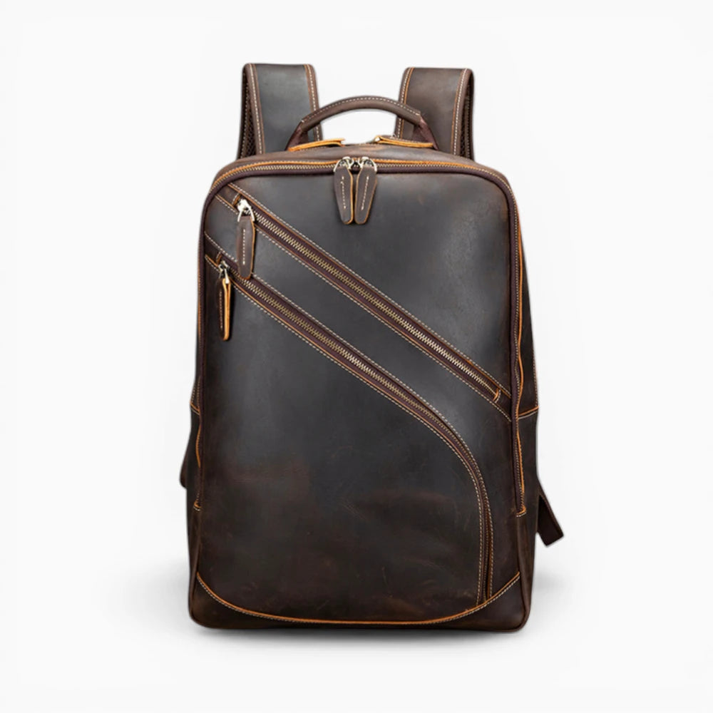 Sac à dos business structuré en cuir pour homme, modèle L’Empreinte d’Élégance Cuir, vue de face