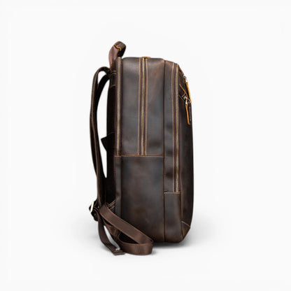 Sac à dos business structuré en cuir pour homme, modèle L’Empreinte d’Élégance Cuir, vue de profil