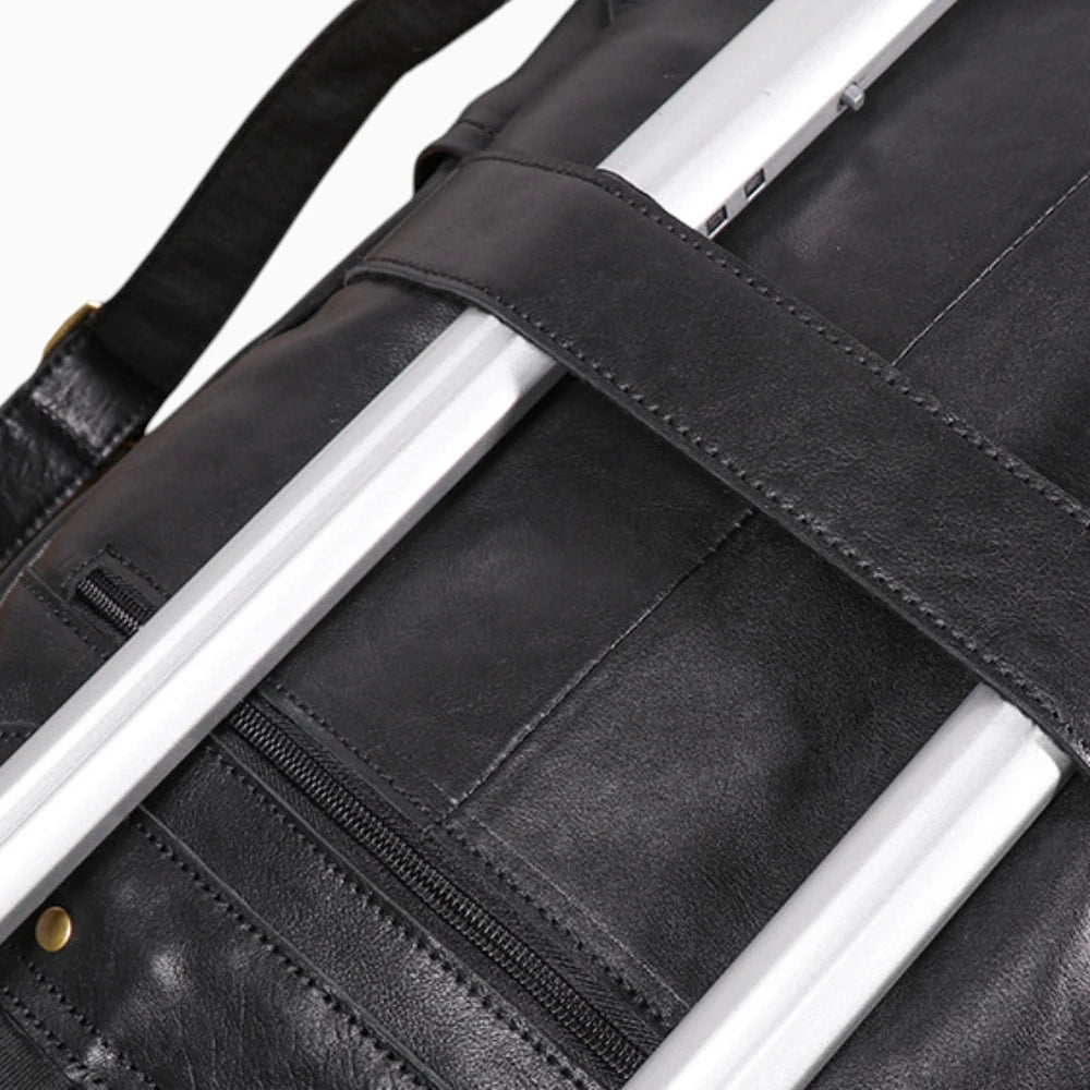 Sac à dos classique professionnel en cuir pour homme de la marque Élégance Cuir, noir voyage