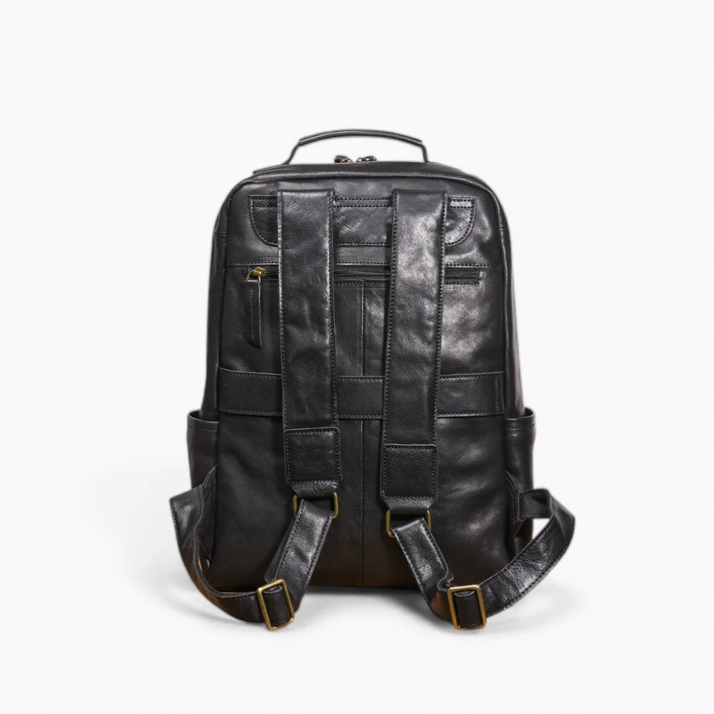 Sac à dos classique professionnel en cuir pour homme, modèle L’Honneur d’Élégance Cuir, noir vue de dos