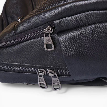 Sac à dos en cuir noir pour femme Élégance Cuir avec poche zippée avant, modèle Chantilly, noir vue zoom