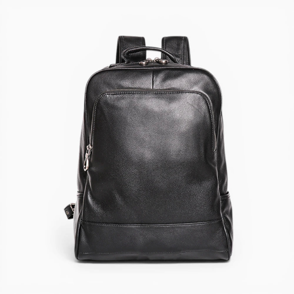 Sac à dos en cuir noir pour homme, modèle Le Boss d'Élégance Cuir, vue de face
