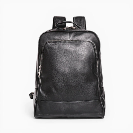 Sac à dos en cuir noir pour homme, modèle Le Boss d'Élégance Cuir, vue de face