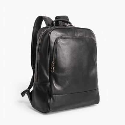 Sac à dos en cuir noir pour homme, modèle professionnel moderne Le Boss de la marque Élégance Cuir, vue de coté