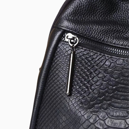 Sac à dos en cuir pour femme Élégance Cuir, modèle Chantilly avec poche zippée avant, vue détails