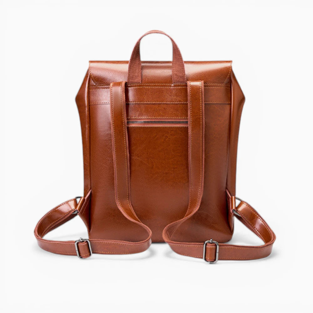 Sac à dos en cuir pour femme Élégance Cuir modèle La Conférence, vue de dos marron