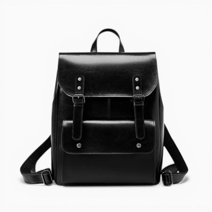 Sac à dos en cuir pour femme Élégance Cuir modèle La Conférence, vue de face noir