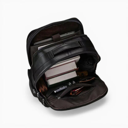 Sac à dos en cuir pour homme, modèle Le Baron d'Élégance Cuir, noir intérieur