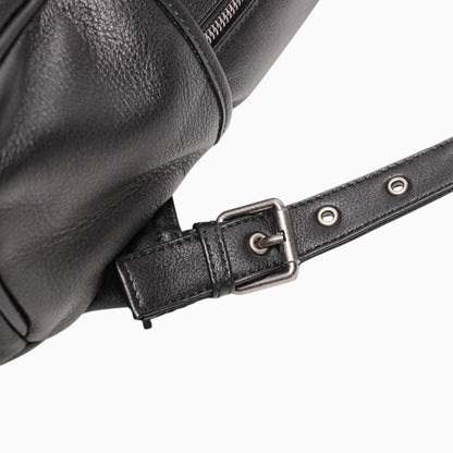 Sac à dos en cuir pour homme, modèle Le Boss d'Élégance Cuir, noir zoom détails