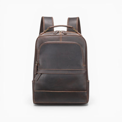 Sac à dos en cuir pour homme, modèle Titan d'Élégance Cuir, marron foncé vue de face