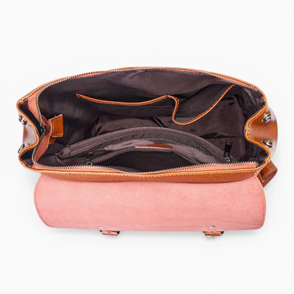 Sac à dos en cuir pour ordinateur femme Élégance Cuir, modèle La Conférence, intérieur