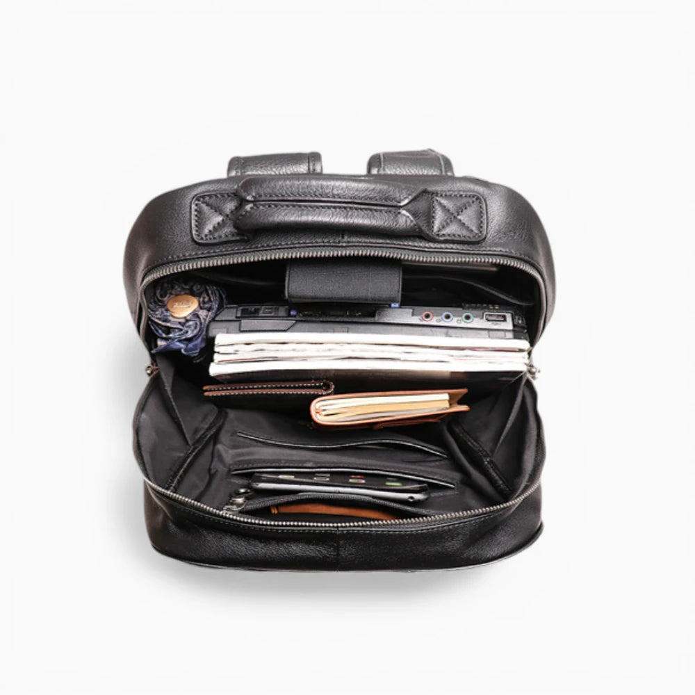Sac à dos moderne en cuir pour homme, modèle Élégance Cuir Le Boss, intérieur