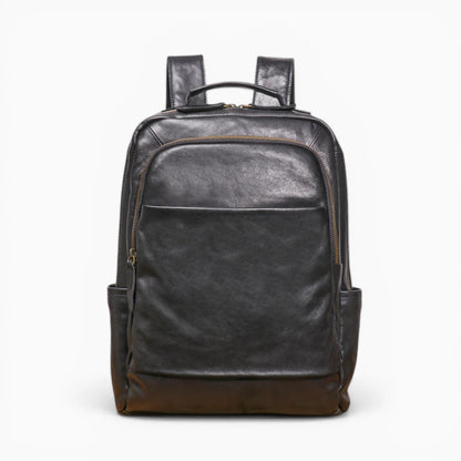 Sac à dos professionnel classique en cuir pour homme, modèle L'Honneur d'Élégance Cuir, noir vue de face