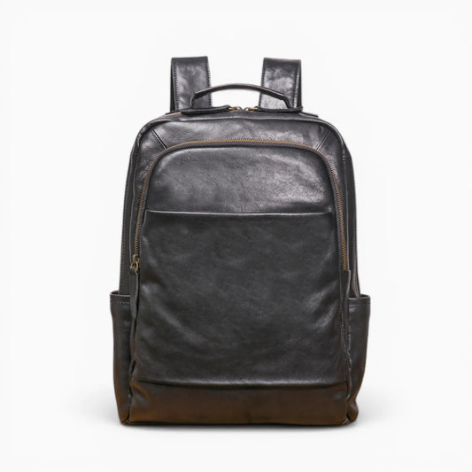Sac à dos professionnel classique en cuir pour homme, modèle L'Honneur d'Élégance Cuir, noir vue de face