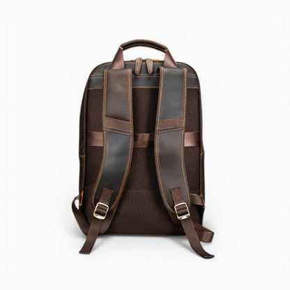 Sac à dos structuré en cuir pour homme, modèle L'Empreinte d'Élégance Cuir, vue de dos