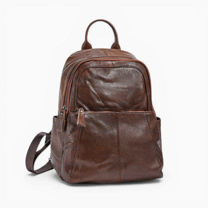 Sac à dos vintage en cuir pour homme, modèle Le Fondateur d'Élégance Cuir, vue de coté