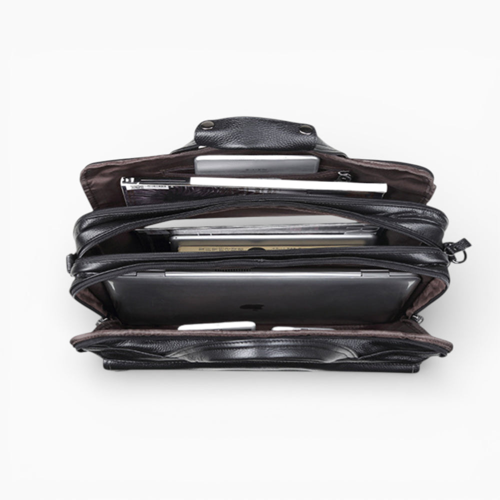 Sac en cuir bandoulière pour homme modèle L’Élégant d'Élégance Cuir, vue intérieure