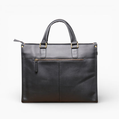 Sac en cuir pour homme, grande capacité, modèle Le Dirigeant d'Élégance Cuir, noir vue de dos