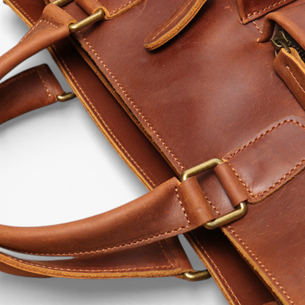 Sac en cuir pour homme grande capacité modèle Le Dirigeant d'Élégance Cuir, vue détails