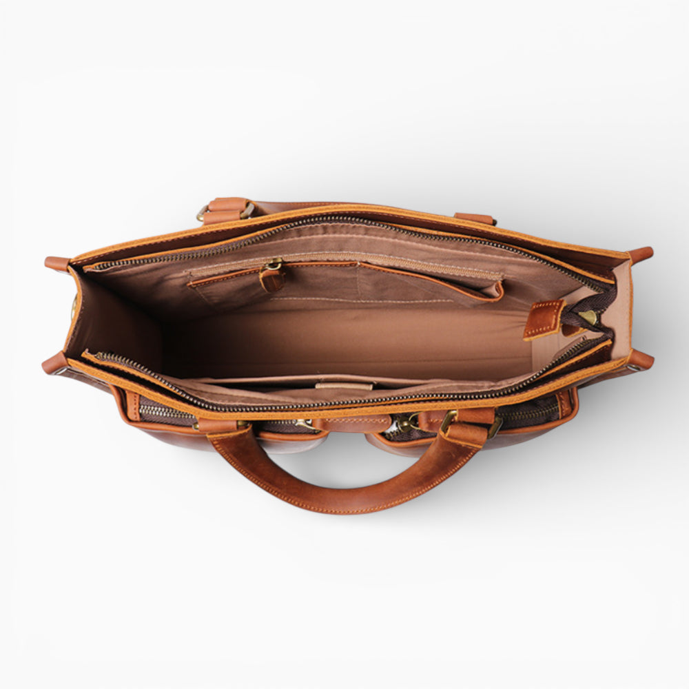 Sac en cuir pour homme, grande capacité, modèle Le Dirigeant d'Élégance Cuir, vue intérieure