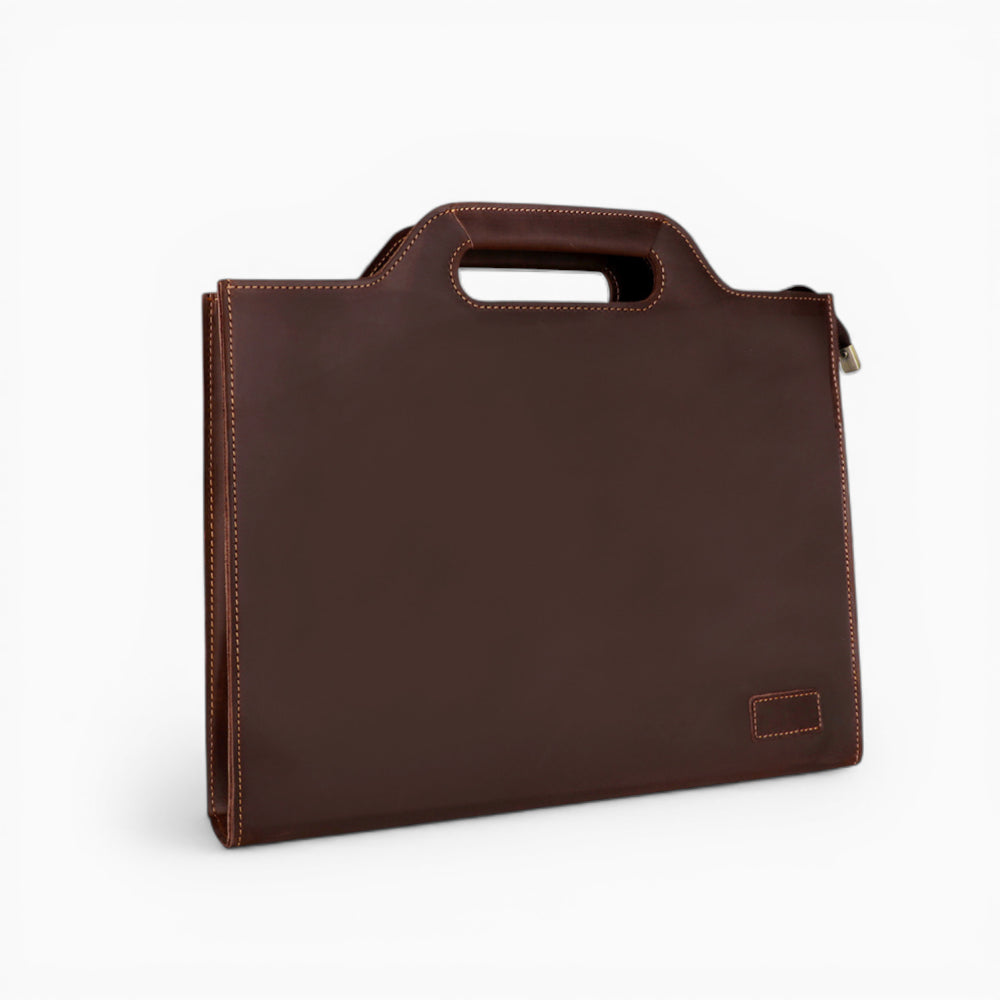 Sac en cuir pour ordinateur homme, modèle Président, avec poignée intégrée et bandoulière, Élégance Cuir.