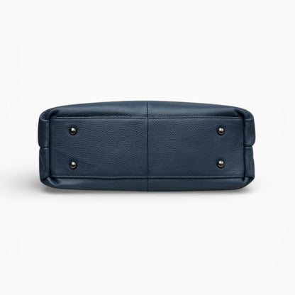 Sac à main en cuir Élégance Cuir, modèle L’Étudiante, vue du bas bleu