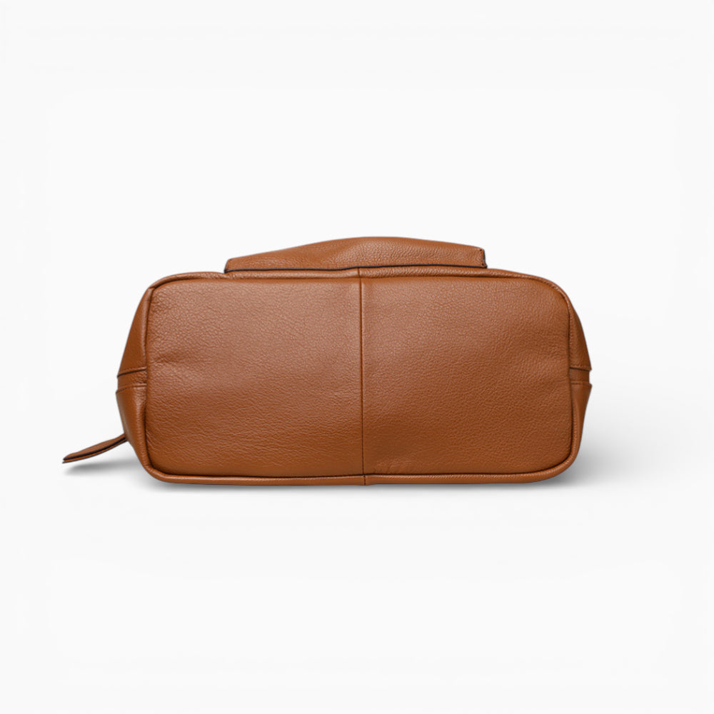 Sac à main en cuir Élégance Cuir, modèle La Bibliothèque, vue du bas.