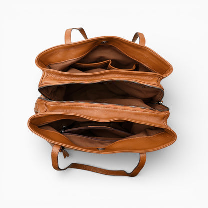 Sac à main en cuir Élégance Cuir, très grande capacité, modèle La Bibliothèque, intérieur spacieux.