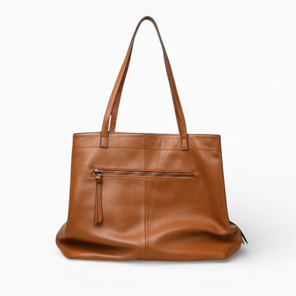 Sac à main en cuir Élégance Cuir, très grande capacité, modèle La Bibliothèque, vue de dos.