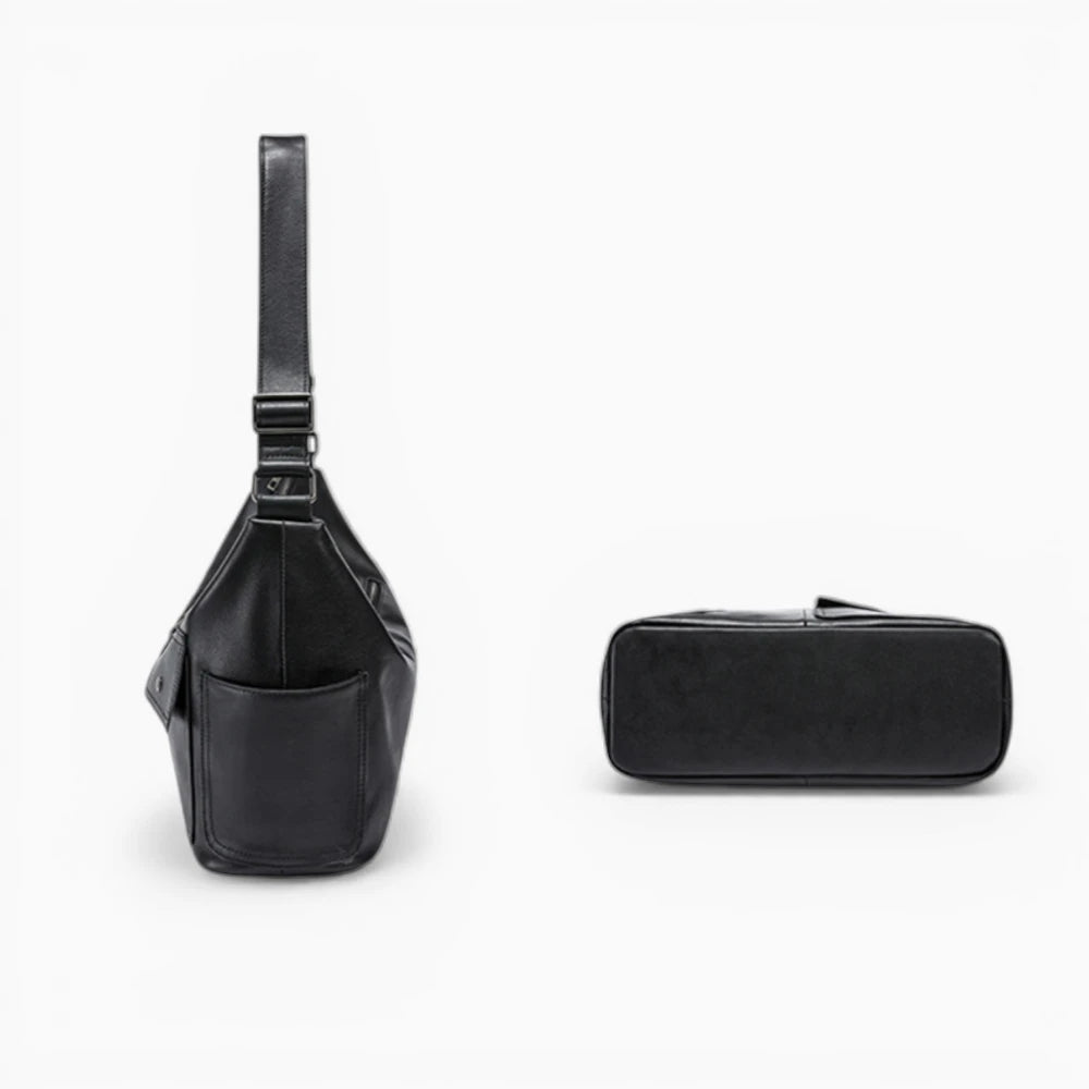 Sac à main en cuir pour femme modèle Belle Époque, avec poches extérieures, Élégance Cuir, affichant un design tendance vue dessous