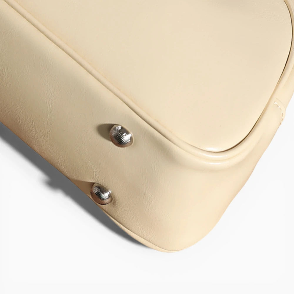 Sac à main en cuir pour femme, modèle L’Impériale, blanc cassé vue détails