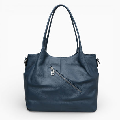 Sac à main femme en cuir Élégance Cuir, modèle L’Étudiante, vue de dos bleu
