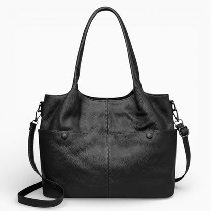 Sac à main femme en cuir Élégance Cuir, modèle L’Étudiante, vue de face noir