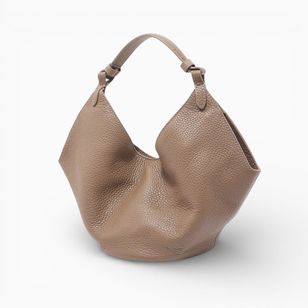 Sac à main hobo souple en cuir marron pour femme, modèle Amaya de la marque Élégance Cuir.
