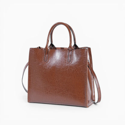 Sac ordinateur femme en cuir minimal structuré modèle Campus Élégant, vue de coté