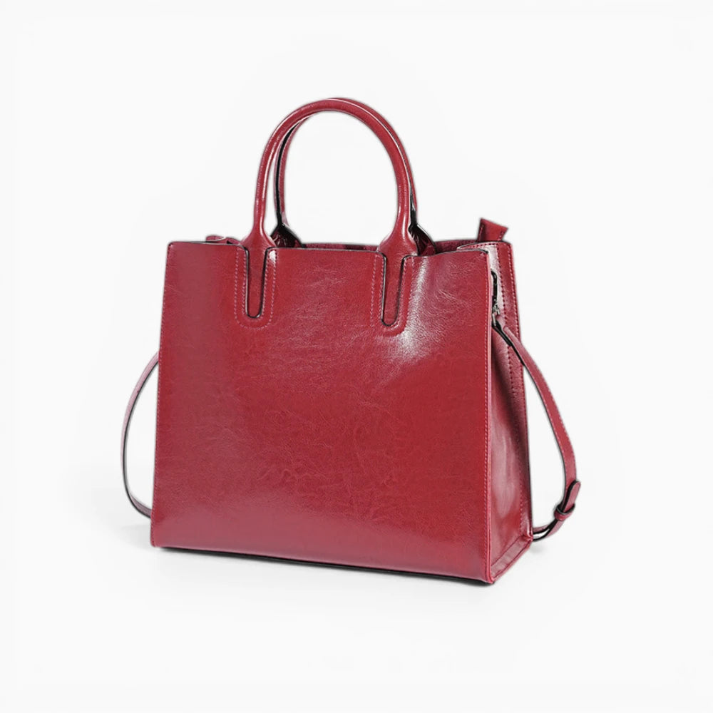 Sac ordinateur femme en cuir minimal structuré modèle Campus Élégant, vue de coté rouge