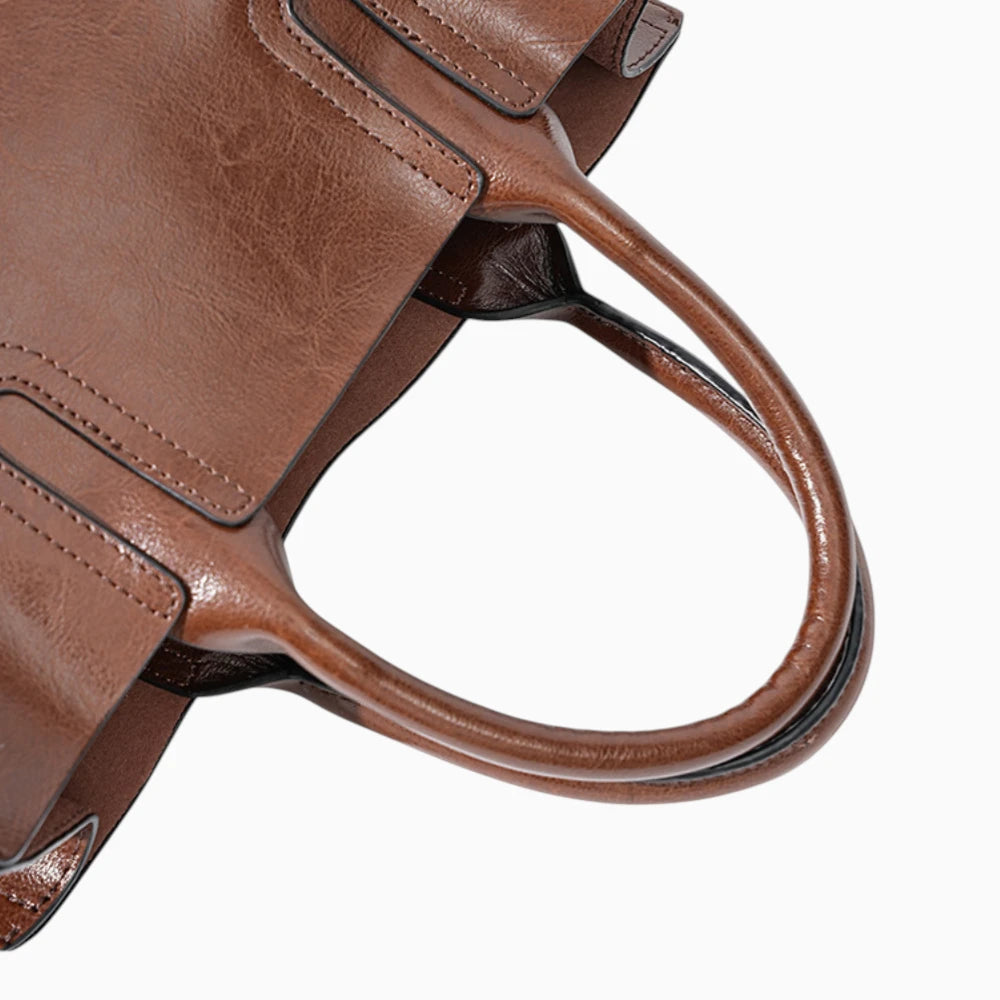 Sac ordinateur femme en cuir structuré modèle Campus Élégant, zoom poignées