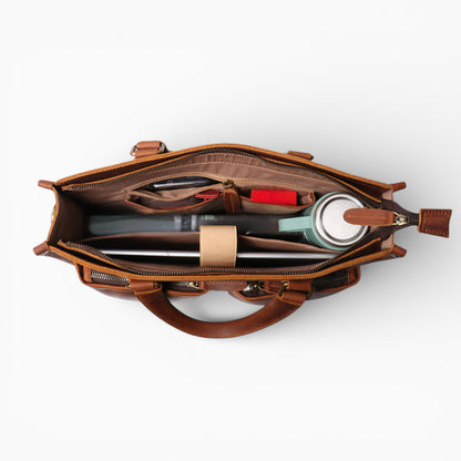 Sac ordinateur homme en cuir Élégance Cuir, modèle Le Dirigeant, grande capacité, vue intérieure 2 