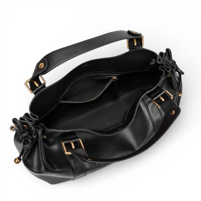 Sac à main vintage noir Élégance Cuir avec intérieur spacieux et détails élégants, idéal pour un style classique et sophistiqué.