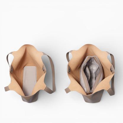 Grand sac cabas en cuir pour femme Élégance Cuir modèle Toulouse, avec intérieur détaillé et élégant.