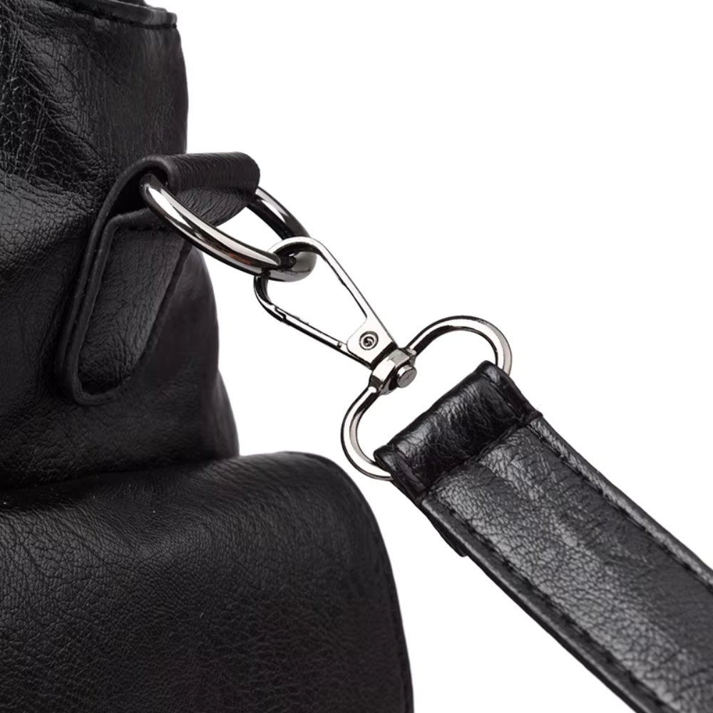 Grand sac à main souple Élégance Cuir Lucie avec poignées en cuir et compartiments spacieux, vue de face.