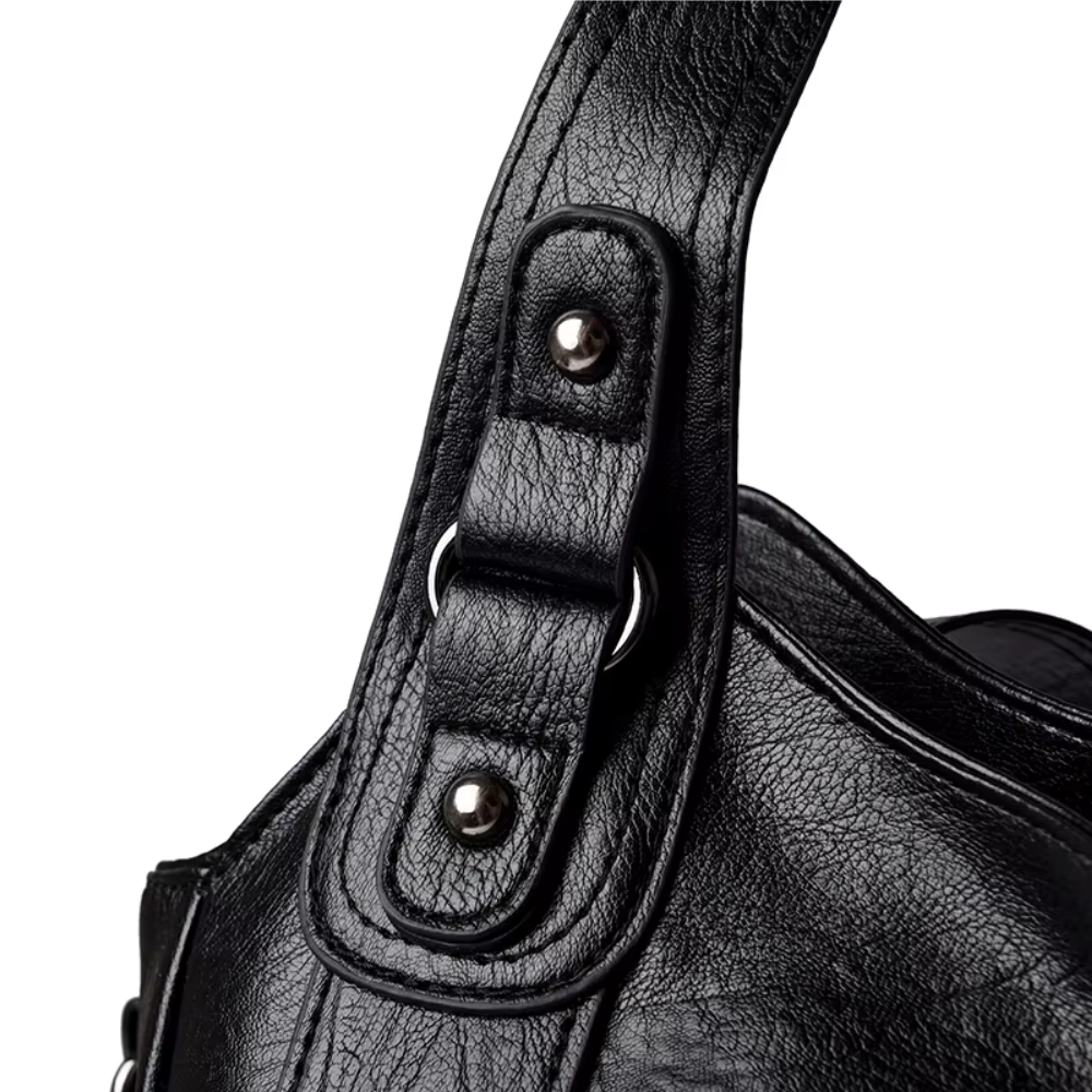 Grand sac à main souple Élégance Cuir Lucie avec poignées en cuir et espace pour accessoires, en cuir doux et élégant.