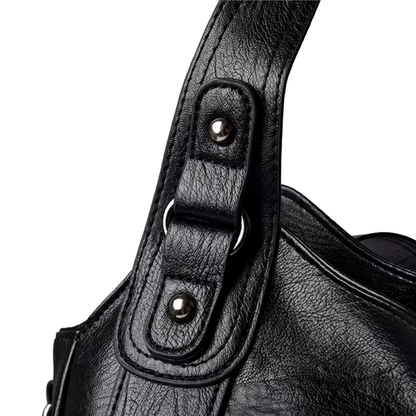 Grand sac à main souple Élégance Cuir Lucie avec poignées en cuir et espace pour accessoires, en cuir doux et élégant.