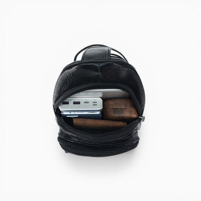 Sacoche bandoulière en cuir noir pour homme, modèle Prestige avec poche zippée, vue intérieure