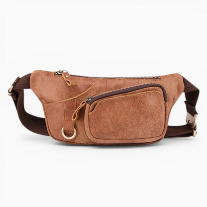 Sacoche bandoulière en cuir pour homme, modèle Atlas, avec poches zippées et finition élégante de la marque Élégance Cuir.