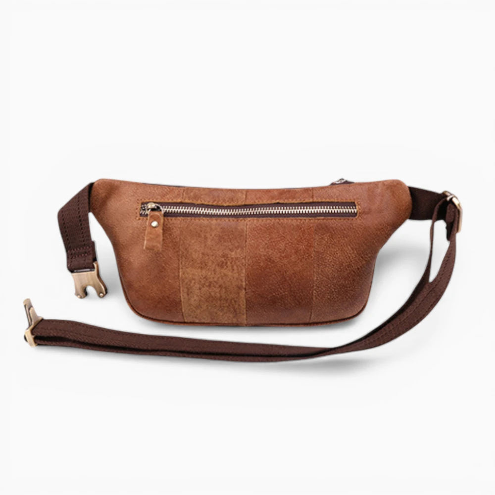 Sacoche bandoulière en cuir pour homme, modèle Atlas, avec poches zippées, couleur marron, design élégant et pratique.