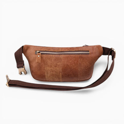 Sacoche bandoulière en cuir pour homme, modèle Atlas, avec poches zippées, couleur marron, design élégant et pratique.