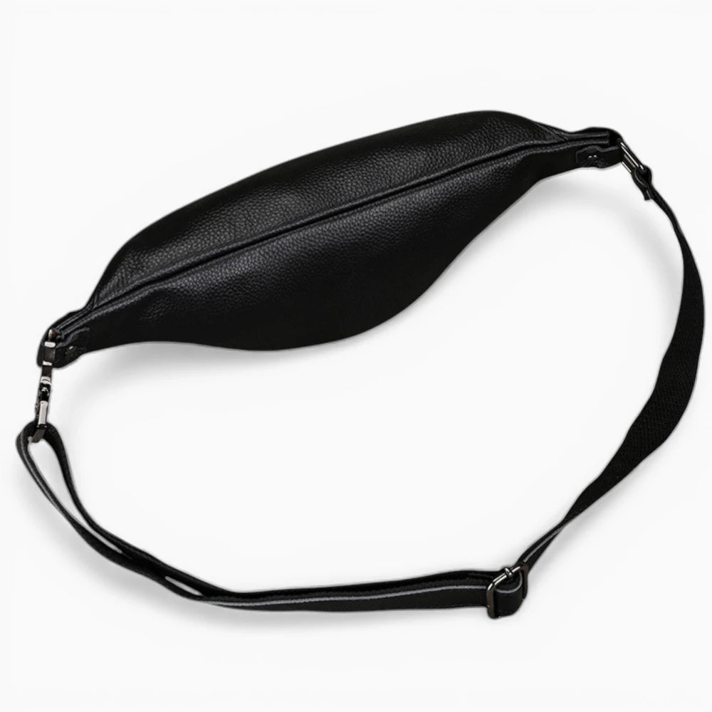 Sacoche bandoulière en cuir pour homme, modèle Horizon, avec zip, en format ceinture, vue bandoulière